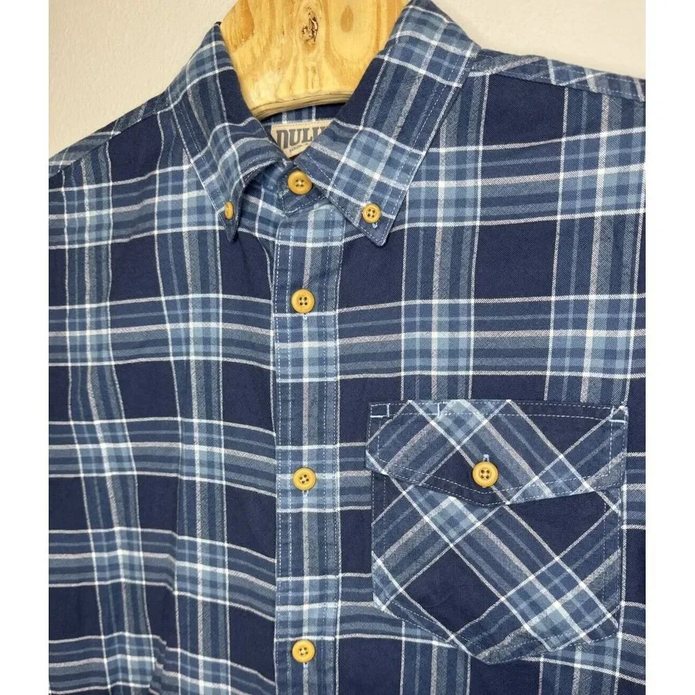 Duluth Trading Co Mens Flannel Shirt Long Sleeve Button Lightweight Blue Medium - Picture 1 of 4